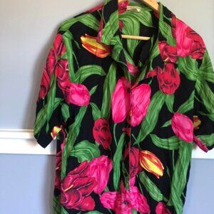 Vintage short sleeve floral blouse